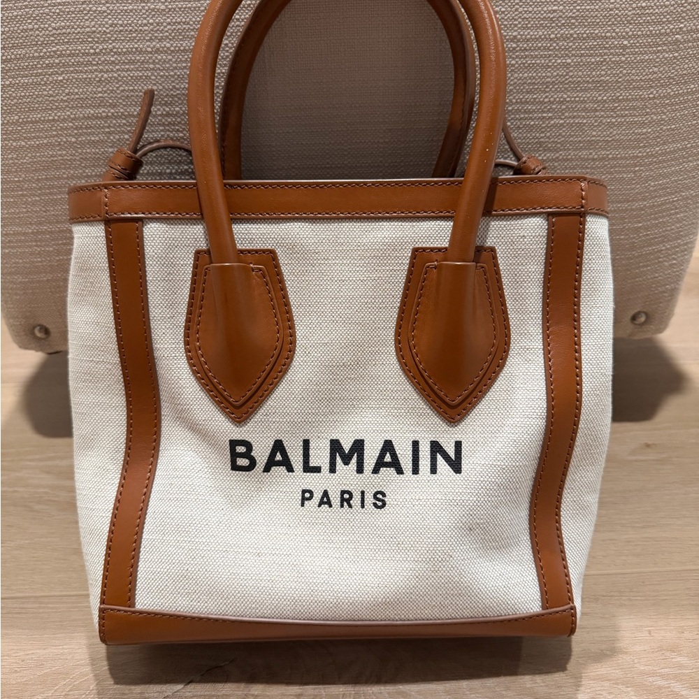 Balmain White and Brown Crossbody Bag